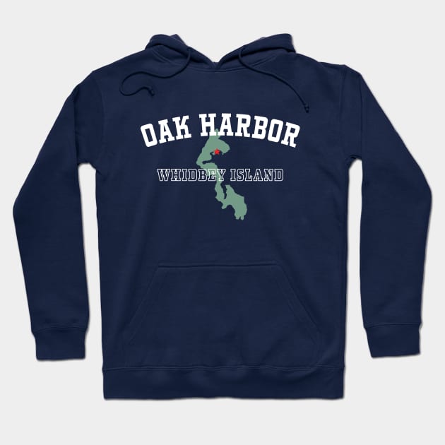 Oak Harbor, Whidbey Island WA Island Silhouette PNW Souvenir Hoodie by Pine Hill Goods